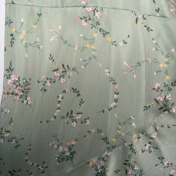 Lauren Conrad Green Floral Ruffle Wrap Maxi Dress Size M - Picture 4 of 6